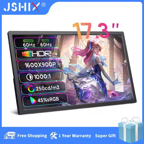 JSHIX 17.3 Inch Portable Monitor External Laptop Display with Mini HDMI Port Ultra-Thin Mobile Monit