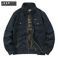 Jeep spirit 1941 estd flying jacket mens casual loose standing collar multi bag work style