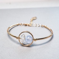 小清新  閃靈鑽  配藍紋瑪瑙  水晶 手鐲