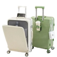 New Aluminum Luggage #20 Inch Female Travel Luggage #24 Inch Front Opening Charging Luggage