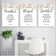 Bible Verses Prints Christian Wall Art Posters with Watercolor Flowers and Blessed Quotes Canvas Pai