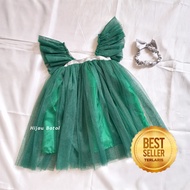 Baju Hijau Botol Anak 1 Tahun Import GRATIS PITA Dress Emerald Green Satin Luxury Gamis Bayi Terlaris 2023 Gaun Pesta Anak Ulang Tahun Kondangan Natal Acara Akikah Warna Hijau Botol Green KAP108