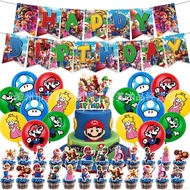 Kira Super Mario Theme kids birthday party decorations banner cake topper balloon set supplies