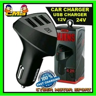 NEW Car charger Remax aliens 3 port usb . charger mobil handphone