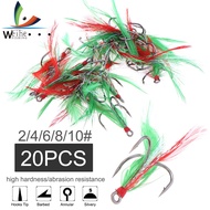 Lưỡi Câu Cá Ba Lưỡi Weihe 20 Cái/lốc Với Lông Vũ Nhiều Màu Sắc 2 #4 #6 #8 #10 # Dụng Cụ Câu Cá Cứng