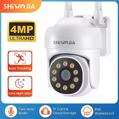 SHIWOJIA YCC365 Plus 4MP WIFI PTZ Camera Wireless Surveillance IP Camera AI Human Detection Home Sec