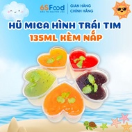 Heart-Shaped Mica Jar for Panna Cotta, Mousse, Tiramisu 135ml with Lid 6SFOOD