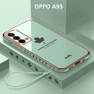 Casing OPPO A95 Case Maple Leaves Plating Cover Soft TPU Phone Case OPPO A95