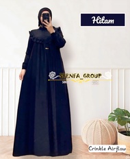 Samira Dress Maxy / Gamis Dewasa Polos Simple Bahan Crinkle Airflow / Busui Kancing Depan Ld 110