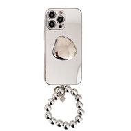 ผู้ถือโทรศัพท์แบบไม่สม่ำเสมอสำหรับ iPhone14promax Silver Mirror Case สำหรับ iPhone13 Premium Sense Silver Beads String Case สำหรับ iPhone11 Promax Stereo Drop Holder Case สำหรับ iPhone12