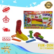 Fun Doh Extruder Plastisin Clay Isi 3 PCS Alat Cetak Play Dough Playdoh Lilin Set Lengkap - 28067