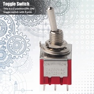 Fun~ 5Pcs ONON 2 Position Toggle Switch 3PDT 9 Pin 6mm 2A/250VAC 5A/125VAC