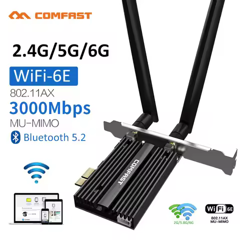 COMFAST 3000M Tri Band Wireless Desktop PCIe For Intel AX210 Pro Card 2.4/5/6Ghz Bluetooth 5.2 PCI E