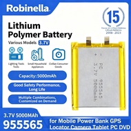 3.7V 5000mAh 955565 Lithium Polymer Battery Rechargeable Lipo Batteries for Mobile Power Bank GPS Lo