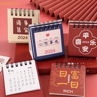 SUPERTOY 2023-2024 Simple Style Portable Mini Calendar Creative Coil Desk Calendar Daily Planner Agenda Organizer Office Cute School Office Stationery HOT