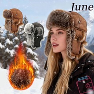 JUNEGOODS Trapper Hat, Windproof Warm Bomber Hats, Unisex Imitation Faux Fur Faux Fur Earflap Winter