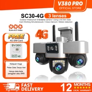V380 Pro SC30 Outdoor CCTV Camera Wifi Connect To Cellphone Waterproof Three lens Night Vision Alarm