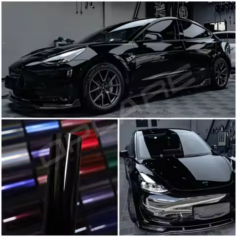 Highest quality PET Crystal Black vinyl wrap pet vinyl True Glossy black vinyl wrap ( PET liner) for