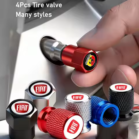4Pcs 3D Metal Tire Valve Caps Car Tyre Air Stems Cover For FIAT Abarth 500 Tipo FR Panda Argo Freemo