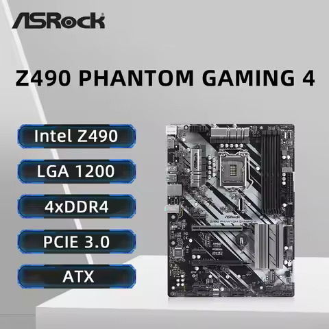 ASRock Z490 PHANTOM GAMING 4 Motherboard Support i9-10900K i7-10700 i5 10400 i3-10300 CPU LGA1200 DD