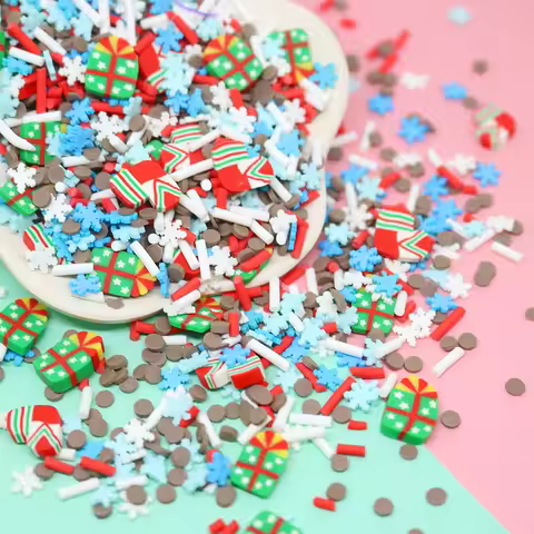100g Mixed Snowflake Sock Gift Slices Polymer Clay Sprinkles for Crafts Making Christmas Decoration 