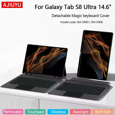 Detachable Keyboard Cover For Samsung Galaxy Tab S8 Ultra 14.6" 2022 SM-X900 SM-X906 Tablet Stand Ca