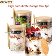 TEMU 4pcs Glass Jars With Bamboo Lids | Closure, Multipurpose Containers For Overnight Oats, Salad, 