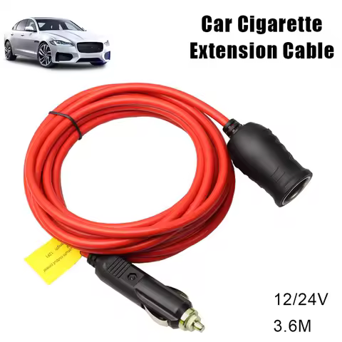 With 15A Fuse 3.6 M Socket Female Socket Plug Car Cigarette Lighter Extension Cord Auto Charger Cabl