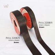 Fabric Ribbon 220819 = ±1.9 cm x 20 yards - 220825 = ±2.5 cm x 20 yards - RIbbon - Brown