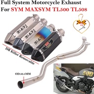 Full Systems For SYM MAXSYM TL500 TL 500 TL508 Motorcycle Exhaust Escape Modify Middle Link Pipe Con
