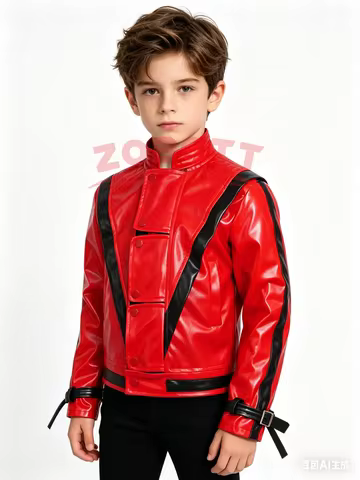 Halloween Costumes Michael Jackson Cosplay Red Leather Jacket Michael Jackson Thriller Night Outwear