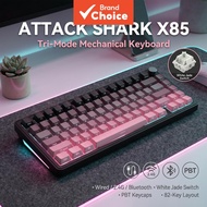 Attack Shark X85 gaming keyboard with 3-mode connectivity, detachable 1.6m Type-C cable, durable PBT