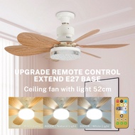 52CM LED Ceiling Fan With Light 3 Color Light Remote Control 6 Blades Silent Fan Light Fan Ceiling