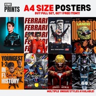 F1 Top 4 Teams Poster A4 [1pc/4pcs/8pcs], High Quality Print, Redbull | Ferrari | Mercedes | Mclaren