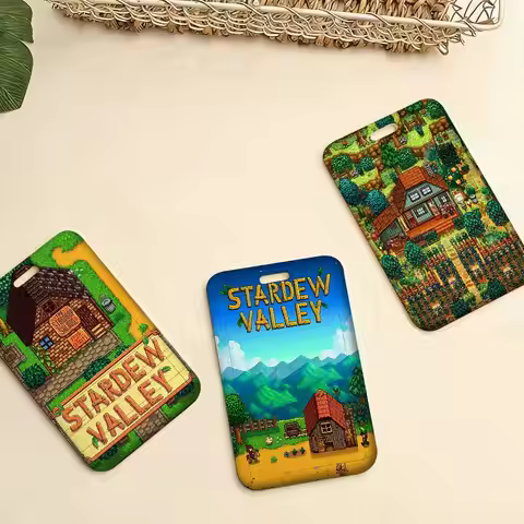 Stardew Valley Game Pocket Credit ID Card Badge Tag Holder Pass Case w/ Neck Strap Lanyard