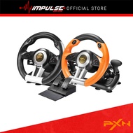PXN V3 Pro Racing Game Steering Wheel with Brake Pedal Black / Orange - For PC PS4 Xbox X|S Switch