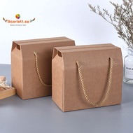 10pcs/lot 6sizes Brown Kraft Paper Cake Box With Handle Kraft Gift Box Bag With Handles Wedding Paper Cardboard Gift Bags