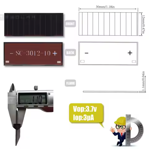 3.7V 2.5μA 30×12mm 10 Sections Indoor Dim Light Solar Panels Solar Cells Amorphous Solar Cells Thin 