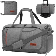 Canway 65L Foldable Duffle Bag with Shoes Compartment, Water-Resistant Packable Travel Duffel for Gy