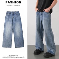 Baggy jeans pants men Vintage jeans Korean-style men's latest loose straight leg jeans, hi