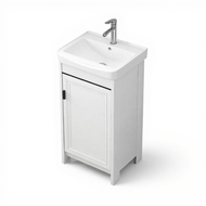 Pedestal Sink Cabinet Ceramic Basin Combo standalone Bathroom Vanity Space Saving Small Apartment Mo