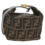 FENDI Zucca帆布化妝包 黑色棕色 正品 164118V