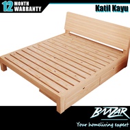 𝐁𝐌𝐙𝐀𝐑 𝑯𝒐𝒕-𝒔𝒆𝒍𝒍𝒊𝒏𝒈 Solid Wood Bed Frame With Drawer Katil Kay实木床 - Queen/King Sturdy Frame