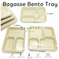 Bagasse Bento Tray 3,4,5 Compartments BTC3-1100/ BTC4-1200/ BTC5-1400/