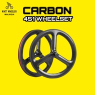 451 Carbon Wheelset 3 Spoke Discbrake Folding Bike Bicycle Java Trs Fnhon Raleigh Dahon Camp Litepro