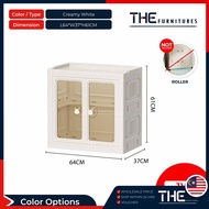 THE L64cm 2 Doors Wardrobe Multipurpose Foldable Stackable Storage Cabinet Storage Box With Roller
