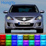 Latest Headlight Multi-color RGB LED Angel Eyes Halo Ring Eye DRL RF Remote Control for mazda 6 2007