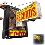 AIPING Record Store Retro Wall Light, Energy Saving Yellow Record Wall Decor Light, Creative  Miniat