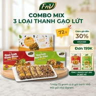 Combo of 3 nutritious brown rice bars mixed with FNV low-calorie sugar-free snack flavors 1 box 72g 