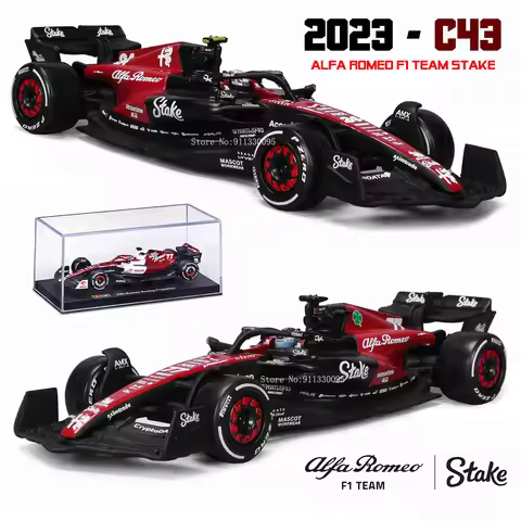 Bburago 1:43 F1 2023 24# Zhou Guanyu Alfa Romeo F1 Team Stake C43 77# Valtteri Bottas Alloy Car Die 
